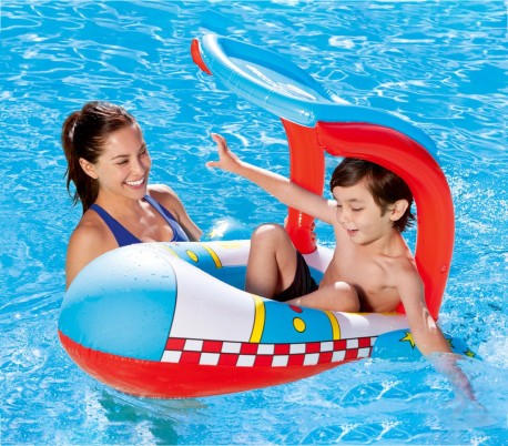 34100 Canoa en forma de avión inflable para niños BESTWAY Protección UV 102x97CM