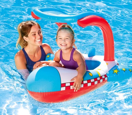 34100 Canoa en forma de avión inflable para niños BESTWAY Protección UV 102x97CM