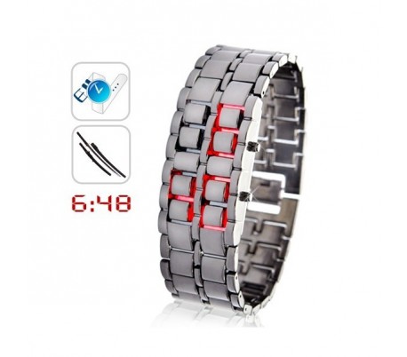 Reloj digital LED pulsera brazalete metal...