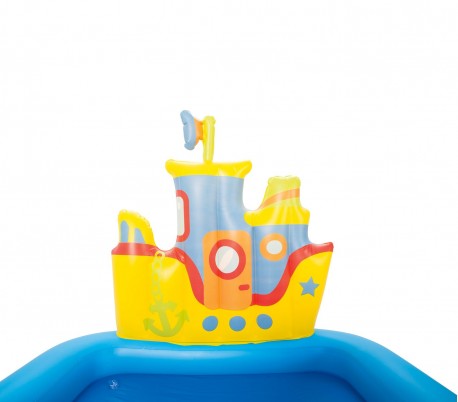 52211 Piscina inflable para jugar con barco timón y pez 140x130x104cm