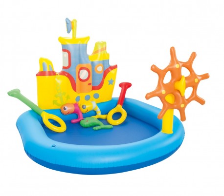 52211 Piscina inflable para jugar con barco timón y pez 140x130x104cm