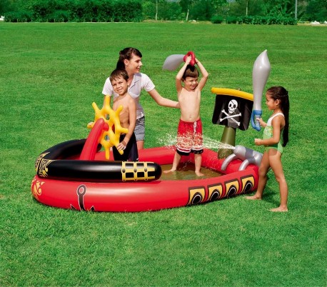 53041 Piscina Play Center Piratas con juegos y pistola de agua 190x140x96cm
