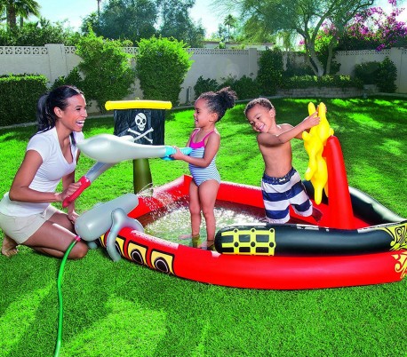 53041 Piscina Play Center Piratas con juegos y pistola de agua 190x140x96cm
