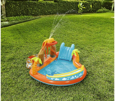 53069 Piscina Play Center modelo Volcán fondo inflable y tobogán 265x265x104cm