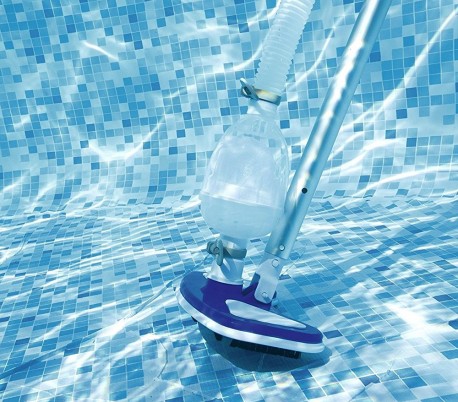 8234 Sistema limpieza de piscina Aquaclean red y cepillo con varilla ajustable