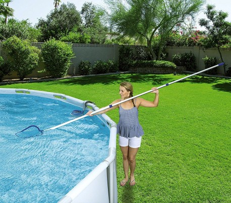 8234 Sistema limpieza de piscina Aquaclean red y cepillo con varilla ajustable