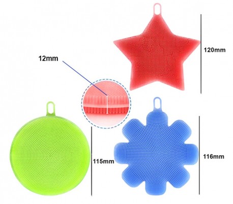 Juego de 3 esponjas de silicona BEST GRIP SPONGE con cerdas suaves de limpieza