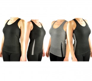 Pack de 4 camisetas sin mangas para mujer en tejido transpirable para fitness