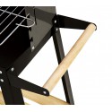 429754 Barbacoa de carbón en acero y madera y ruedas para transportar 58x33x68cm