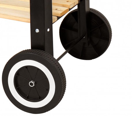 429754 Barbacoa de carbón en acero y madera y ruedas para transportar 58x33x68cm