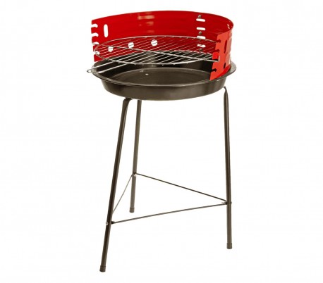 429761 Barbacoa redonda 60 x 36 cm con parrilla de cocción incluida y antiviento