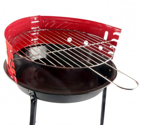 429761 Barbacoa redonda 60 x 36 cm con parrilla de cocción incluida y antiviento