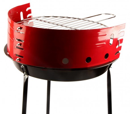 429761 Barbacoa redonda 60 x 36 cm con parrilla de cocción incluida y antiviento