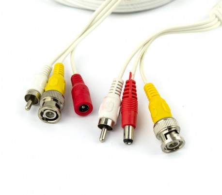 Cable para la señal de audio y video de cámaras BNC RCA 20 metros