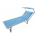 Tumbona de aluminio con sombrilla LUXURIOSA 180X60X40 cm BLANCO Y AZUL