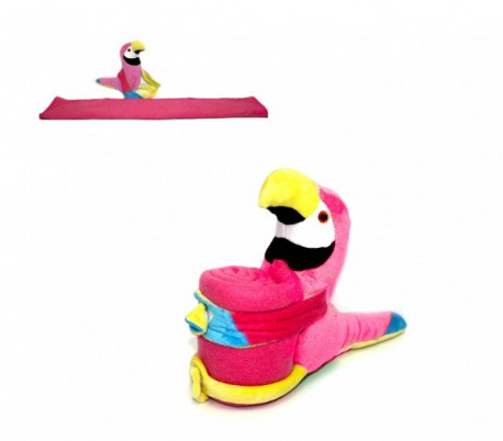 184592 Set de peluche motivo Loro con manta polar 100 x 75 cm dulçes abrazos
