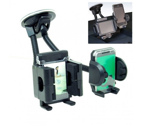 Soporte flexible extensible rotatorio  coche con ventosa para teléfono