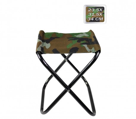 288351 Taburete plegable EVERTOP camuflaje 34 cm para camping montaña o mar