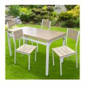 433843 Mesa de jardín AH con 4 sillas de metal y madera ROBLE CLARO 110x70x75 cm