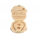 10751 Caja de madera coloreada para los dientes de leche para niño y niña