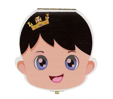 10751 Caja de madera coloreada para los dientes de leche para niño y niña