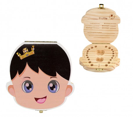 10751 Caja de madera coloreada para los dientes de leche para niño y niña