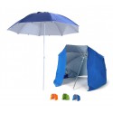 265918 Sombrilla y tienda 2 en 1 para la playa con tela parasol en velcro