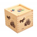 Juego pedagógico 27 piezas caja y cubos de madera animales letras números 3x3 cm