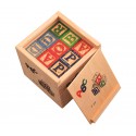 Juego pedagógico 27 piezas caja y cubos de madera animales letras números 3x3 cm