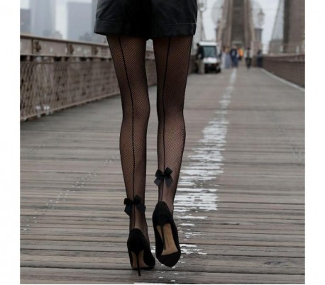 Medias elásticas de red cintura alta DUPU mod F1001 microred con puntos