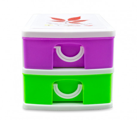 391587 Mini cajonera de 2 Pisos WELKHOME Plástico multicolor 9x13x8 cm