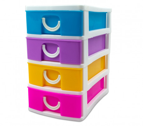 391594 Mini cajonera de 3 Pisos WELKHOME Plástico multicolor 9x13x11.5 cm