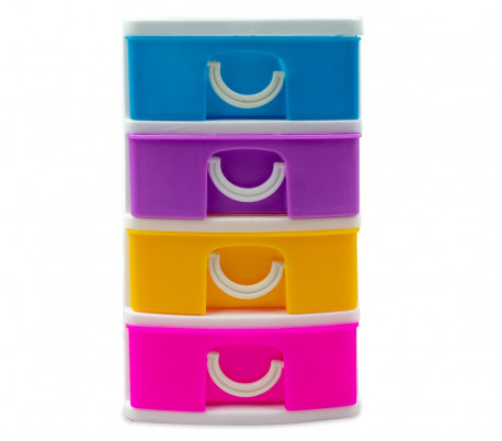 391594 Mini cajonera de 3 Pisos WELKHOME Plástico multicolor 9x13x11.5 cm