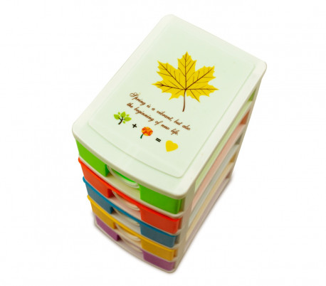 391600 Mini cajonera de 4 Pisos WELKHOME Plástico multicolor 9x13x15 cm