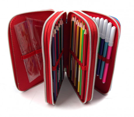 455500 Estuche para niños de 3 cremalleras 43pz colores variados SPIDERMAN