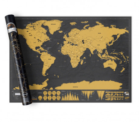 182207 Mapamundi deluxe negro 82 x 58 cm rascar los lugares que ha visitado