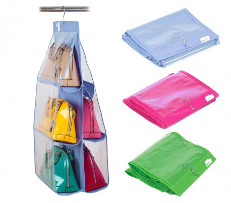 Organizador de bolsos con gancho para armarios y puertas (6 huecos)