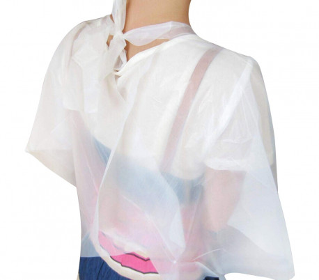 158998 Capa blanca desechable de peluquería profesional 90 x 110 cm