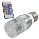Bombilla Cristal LED efecto multicolor RGB 3W E27 efecto cromoterapia con mando