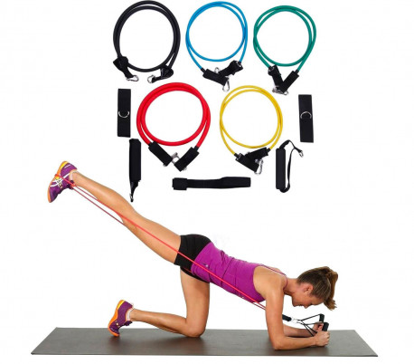 Conjunto de entrenamiento y rehabilitación de bandas elásticas y tirantes