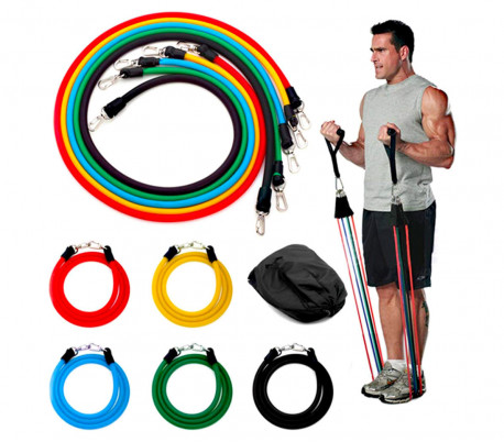 Conjunto de entrenamiento y rehabilitación de bandas elásticas y tirantes