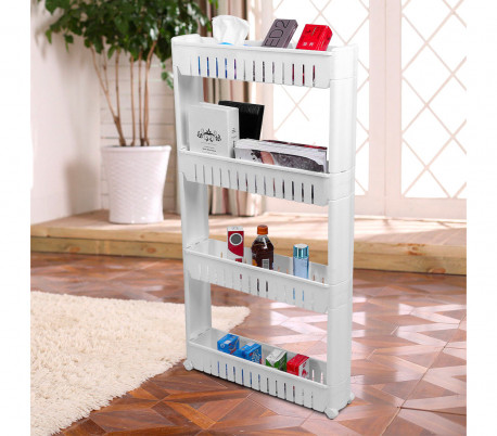 Organizador de productos deslizante con ruedas 4 estantes para cocina y/o baño