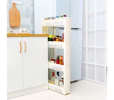 Organizador de productos deslizante con ruedas 4 estantes para cocina y/o baño