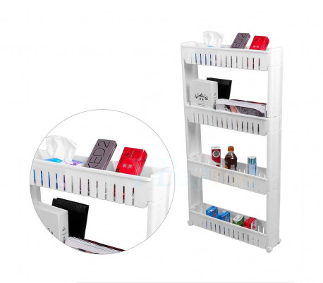 Organizador de productos deslizante con ruedas 4 estantes para cocina y/o baño