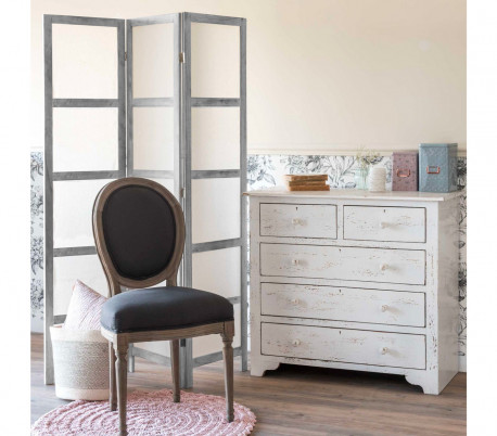 Biombo modelo Pau Fero de madera blanca envejecida 170x120 cm