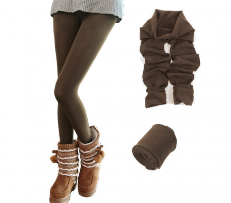 Set 5 leggins térmicos para mujer GAIA con interior de felpa para el frío