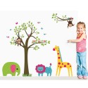 Adhesivo decorativo infantil con animales 90 x 60 cm para habitación pared