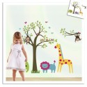 Adhesivo decorativo infantil con animales 90 x 60 cm para habitación pared