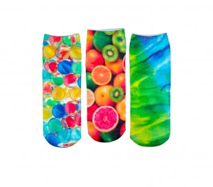 Pack 3 pares de calcetines FUNNY COLORS para mujer estampados en color 3D