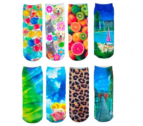 Pack 3 pares de calcetines FUNNY COLORS para mujer estampados en color 3D